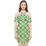Nowwhat (2) Shoulder Frill Bodycon Summer Dress