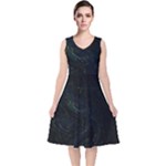 Justabit (2) V-Neck Midi Sleeveless Dress 