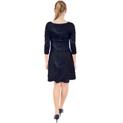Quarter Sleeve Front Wrap Dress 