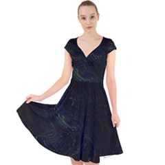Cap Sleeve Front Wrap Midi Dress 