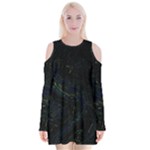 Justabit (2) Velvet Long Sleeve Shoulder Cutout Dress