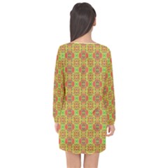 Long Sleeve Chiffon Shift Dress  