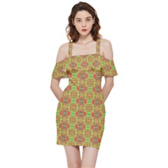 Shoulder Frill Bodycon Summer Dress 
