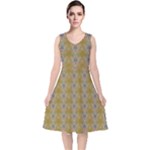 Grey Manor V-Neck Midi Sleeveless Dress 