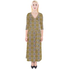 Quarter Sleeve Wrap Maxi Dress 