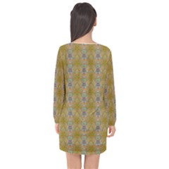 Long Sleeve Chiffon Shift Dress  