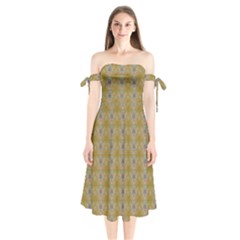 Shoulder Tie Bardot Midi Dress 