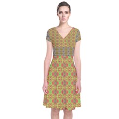 Short Sleeve Front Wrap Dress 