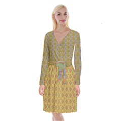 Long Sleeve Velvet Front Wrap Dress 