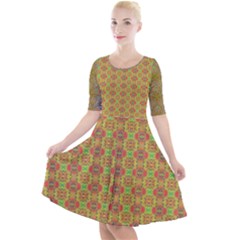 Quarter Sleeve A-Line Dress 