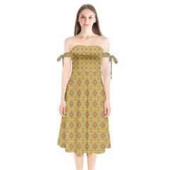 Shoulder Tie Bardot Midi Dress 