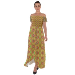Off Shoulder Open Front Chiffon Dress 