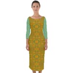 Flower Girl Togo Quarter Sleeve Midi Bodycon Dress