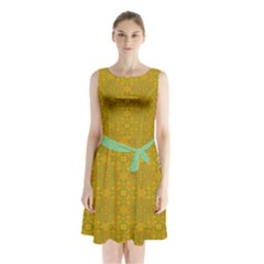 Sleeveless Waist Tie Chiffon Dress 