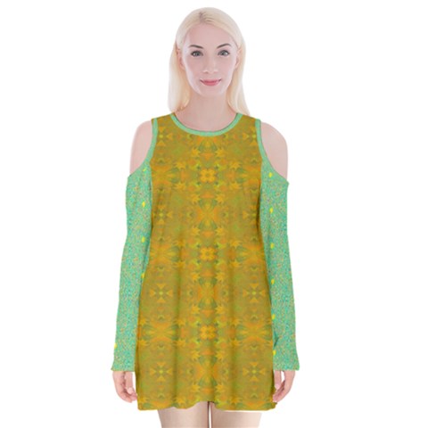 Flower Girl Togo Velvet Long Sleeve Shoulder Cutout Dress from ArtsNow.com