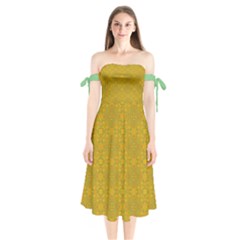Shoulder Tie Bardot Midi Dress 