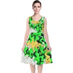 Petals (2) 3021 V-Neck Midi Sleeveless Dress 