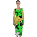 Petals (2) 3021 Quarter Sleeve Midi Bodycon Dress
