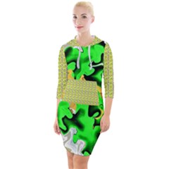Quarter Sleeve Hood Bodycon Dress 