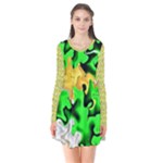Petals (2) 3021 Long Sleeve V-neck Flare Dress