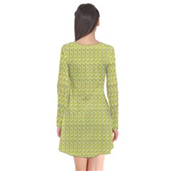 Long Sleeve V-neck Flare Dress 