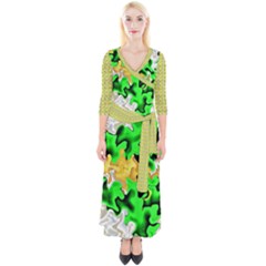 Quarter Sleeve Wrap Maxi Dress 