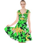 Petals (2) 3021 Cap Sleeve Front Wrap Midi Dress