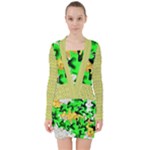 Petals (2) 3021 V-neck Bodycon Long Sleeve Dress