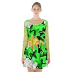 Petals (2) 3021 Long Sleeve Velvet V-neck Dress