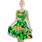 Petals (2) 3021 Quarter Sleeve A-Line Dress