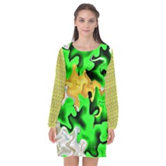 Long Sleeve Chiffon Shift Dress  