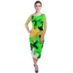 Petals (2) 3021 Quarter Sleeve Midi Velour Bodycon Dress
