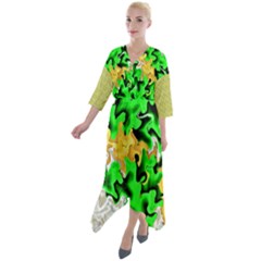 Quarter Sleeve Wrap Front Maxi Dress 