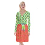 Nowwhat (2) Bouquet Long Sleeve Velvet Front Wrap Dress