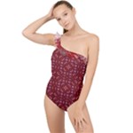 Frequencee Garden Of Violets Frilly One Shoulder Swimsuit