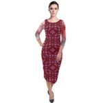 Frequencee Garden Of Violets Quarter Sleeve Midi Velour Bodycon Dress