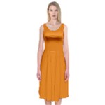 Apricot Orange Midi Sleeveless Dress