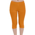 Apricot Orange Velvet Capri Leggings 