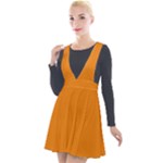 Apricot Orange Plunge Pinafore Velour Dress