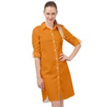 Apricot Orange Long Sleeve Mini Shirt Dress