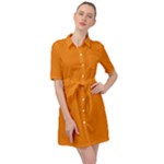 Apricot Orange Belted Shirt Dress