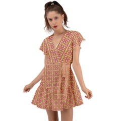 Flutter Sleeve Wrap Dress 