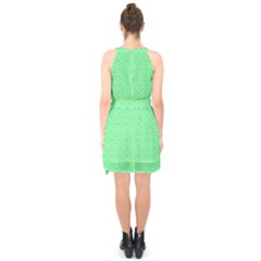 Halter Collar Waist Tie Chiffon Dress 