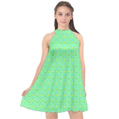 Halter Neckline Chiffon Dress  