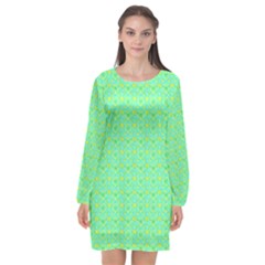 Long Sleeve Chiffon Shift Dress  