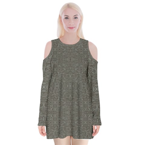 Melody Velvet Long Sleeve Shoulder Cutout Dress from ArtsNow.com