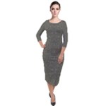 Melody Quarter Sleeve Midi Velour Bodycon Dress