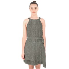 Halter Collar Waist Tie Chiffon Dress 