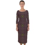 Artist Pallete Quarter Sleeve Midi Bodycon Dress