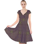Artist Pallete Cap Sleeve Front Wrap Midi Dress